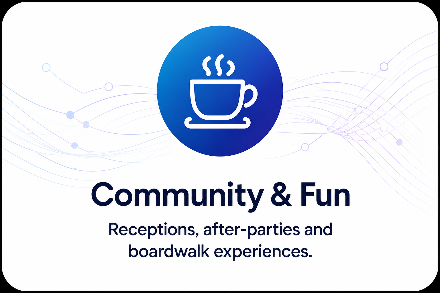 Boardwalk Bytes community and fun events graphic promoting receptions, after-parties, and Atlantic City boardwalk experiences.
